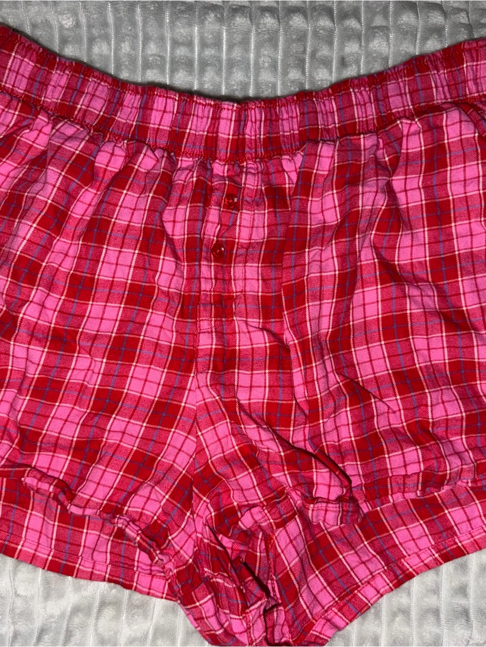 Colsie Red & Pink Plaid Cotton Sleep Shorts